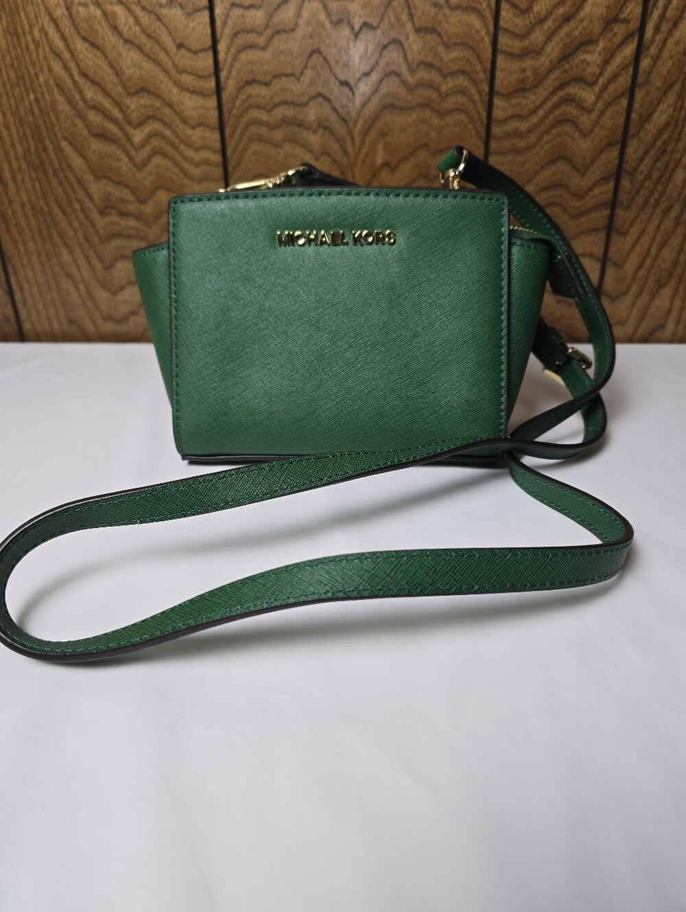 Green Michael Kors Selma Mini Messenger Bag